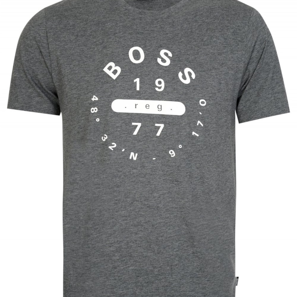 Hugo Boss Gray Short Sleeve Tees with Logo Design